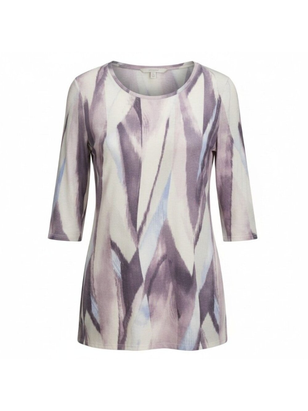 Chico's Watercolor Tunic Blouse Womens Size 4 Petite Side Slit Relaxed Fit